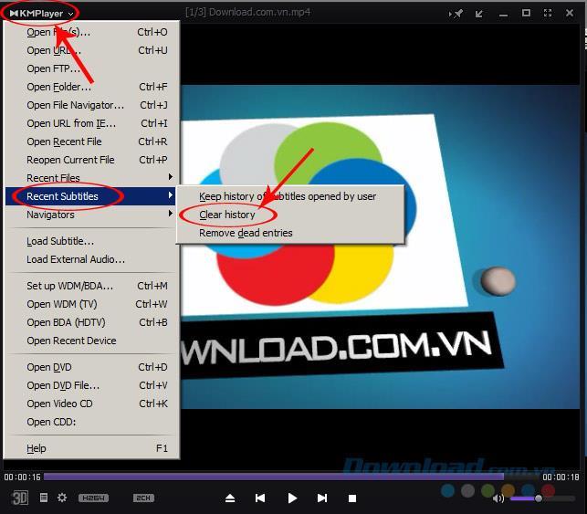 How to delete history viewed on KMPlayer