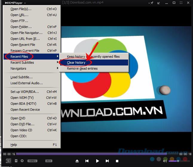 How to delete history viewed on KMPlayer