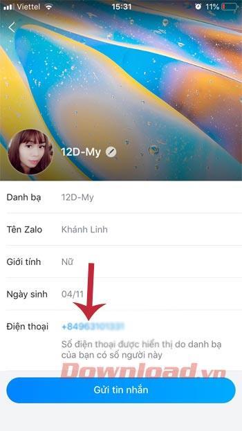 How to see your friends phone numbers on Zalo