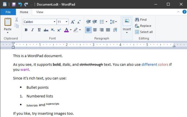 Differenze tra Blocco note e WordPad