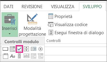 controllo casella di controllo sulla barra multifunzione