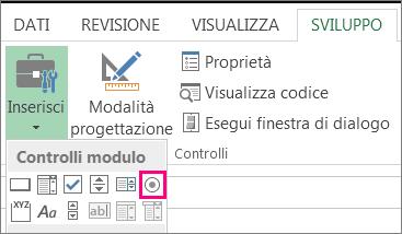 controllo pulsante di opzione sulla barra multifunzione