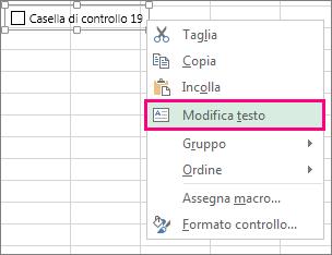 modificare il testo di un controllo di modulo