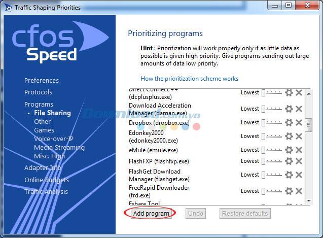 CFosSpeed ​​manuale per velocizzare la connessione a Internet