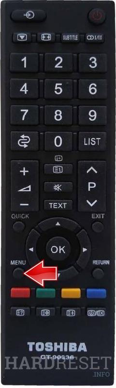 TOSHIBA 40L5435DG Remote menu button