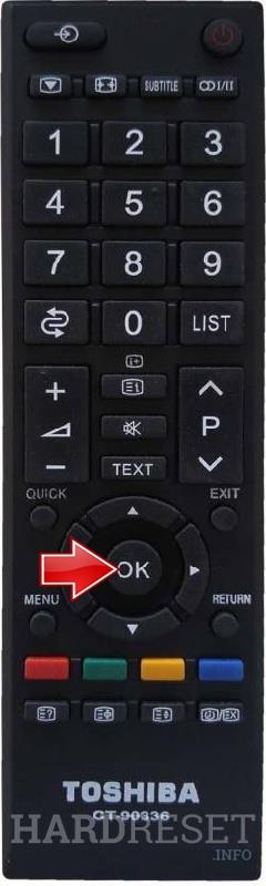 TOSHIBA 40L5435DG Remote ok button