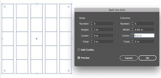 Istruzioni per la creazione di tabelle in Adobe Illustrator