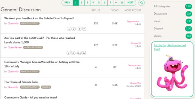 Partecipa ai forum di discussione Saga di Candy Crush Friends per guadagnare oro, vite e buste
