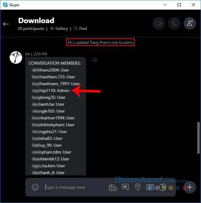 Come aggiungere un amministratore a un gruppo di chat di Skype