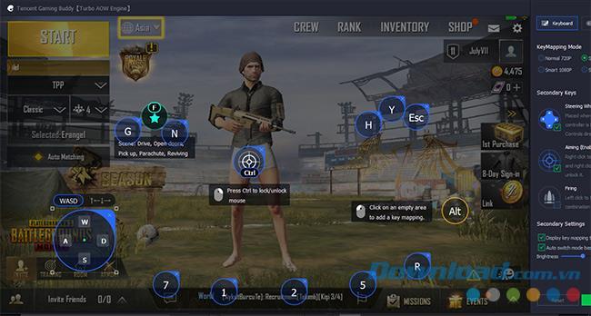Configura la tastiera virtuale per giocare a PUBG Mobile su Tencent Gaming Buddy
