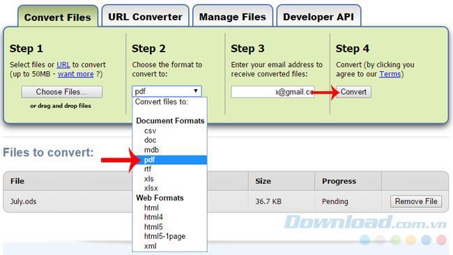 Converti file ODS in XML, PDF e altri formati