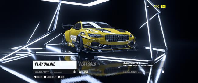 Il menu principale di Need for Speed Heat quando accedi al gioco per la prima volta.
