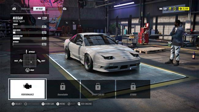 Osserva il profilo di guida della tua auto nel menu La mia auto di Need for Speed Heat.