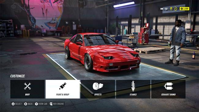 Il menu Personalizzazione in Need for Speed Heat.