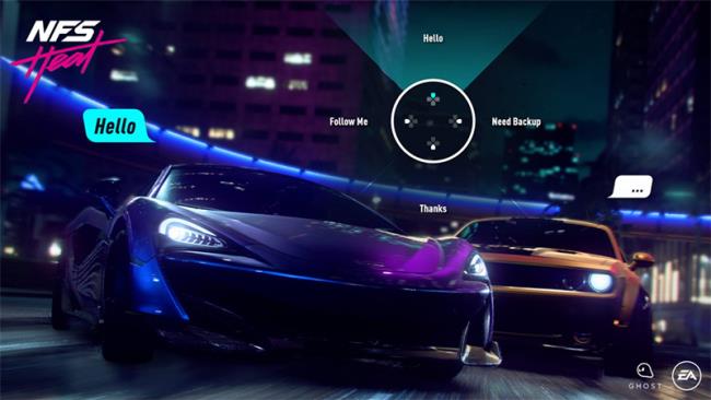 La chat radiale di gioco di Need for Speed Heat.