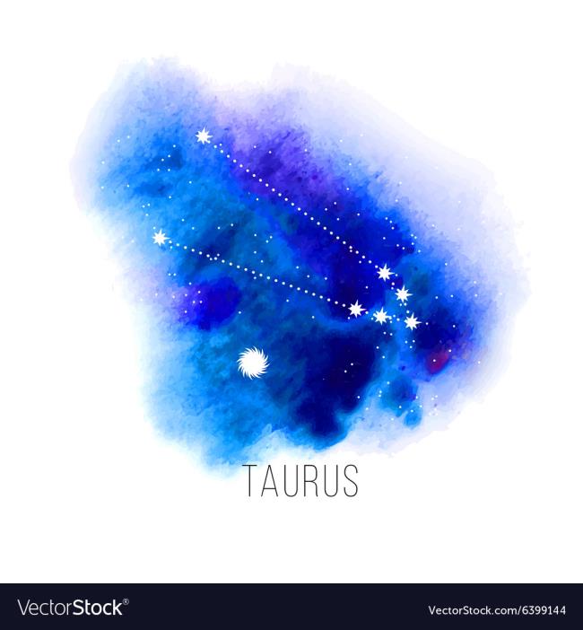 Astrology sign taurus on watercolor background Vector Image