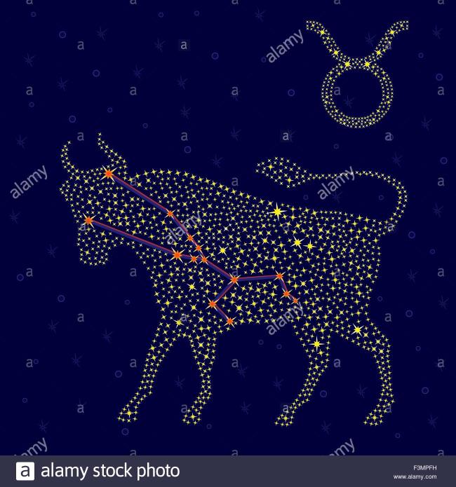 Zodiac sign Taurus on a background of the starry sky with the scheme Stock  Vector Image & Art - Alamy