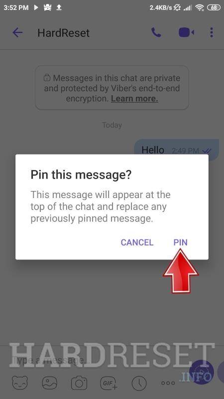 confirm pinning messages on Viber