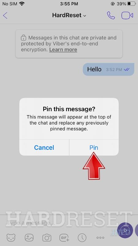 confirm pinning messages on Viber