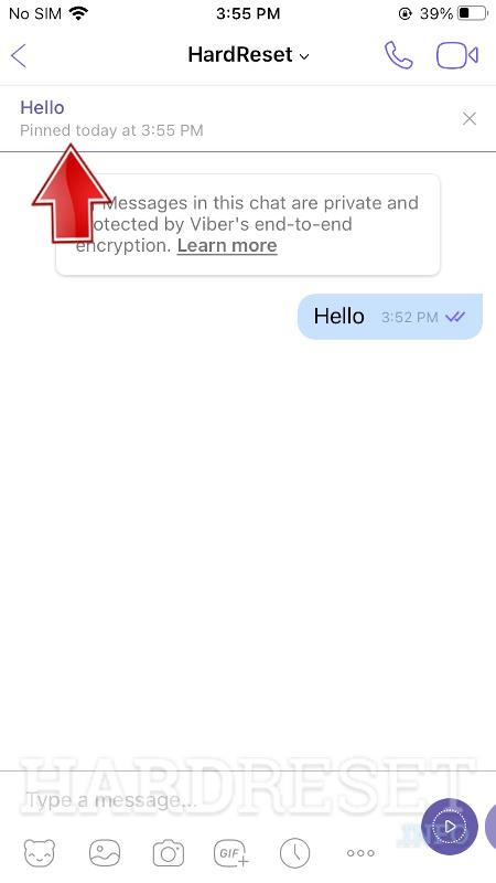 pinned a message in a Viber
