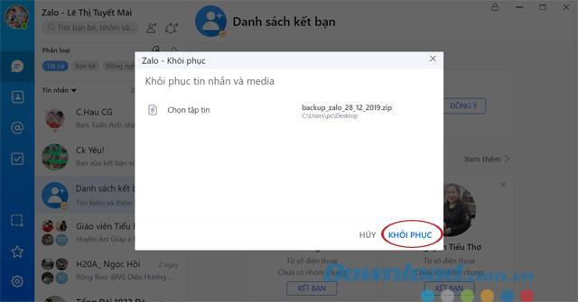 How to recover messages, backup Zalo messages on PC