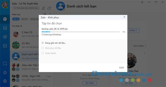 How to recover messages, backup Zalo messages on PC