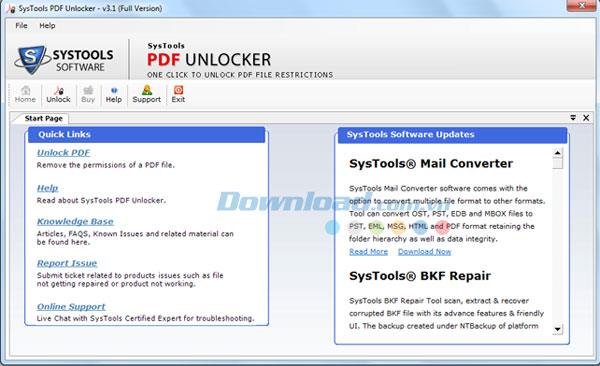 ؛ SysTools PDF Unlocker 3.1 - يزيل كلمات المرور والقيود من ملف PDF