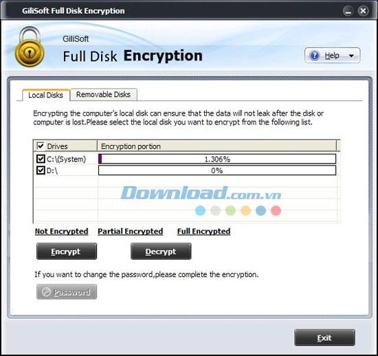 GiliSoft Full Disk Encryption 3.2 - أداة لتشفير الأقسام في محركات الأقراص الثابتة