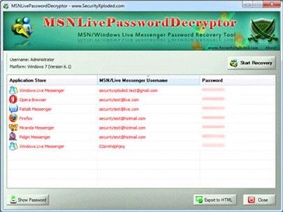 MSNLivePasswordDecryptor 9.0 - استعادة كلمة المرور لتطبيقات Microsoft
