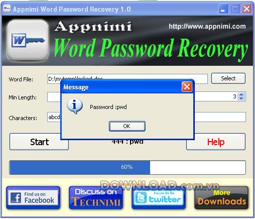 ؛ Appnimi Word Password Recovery - استعادة كلمات مرور الكلمات