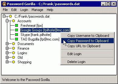 Password Gorilla (64 bits): fácil gestión de contraseñas