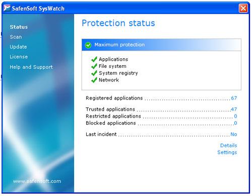 SafenSoft SysWatch Personal - Software zum Schutz von Computern