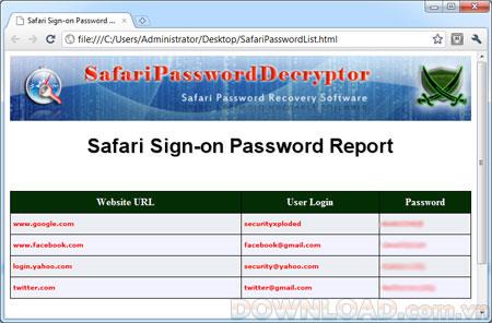 ؛ SafariPasswordDecryptor 2.0 - يستعيد كلمات مرور تسجيل الدخول إلى موقع الويب