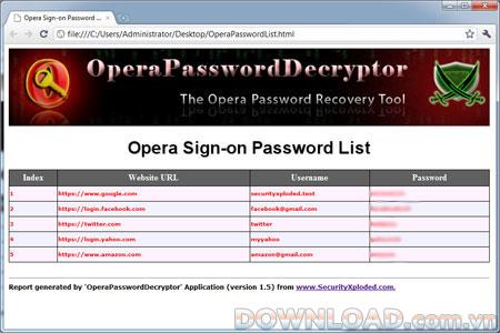 ؛ OperaPasswordDecryptor 3.6 - استعادة كلمات المرور على Opera