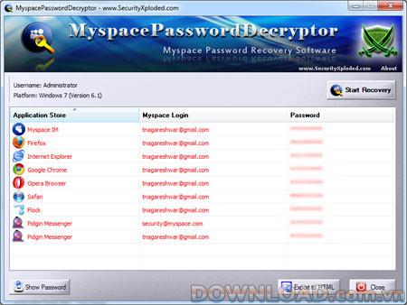 MyspacePasswordDecryptor 2.0 - يستعيد كلمات مرور حساب ماي سبيس