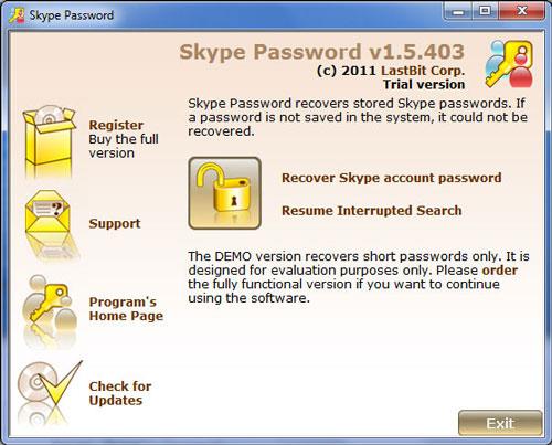 LastBit Skype Password Recovery