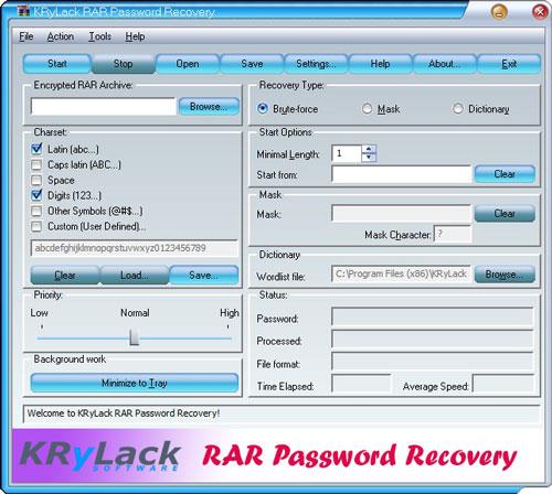 KRyLack RAR Passwortwiederherstellung