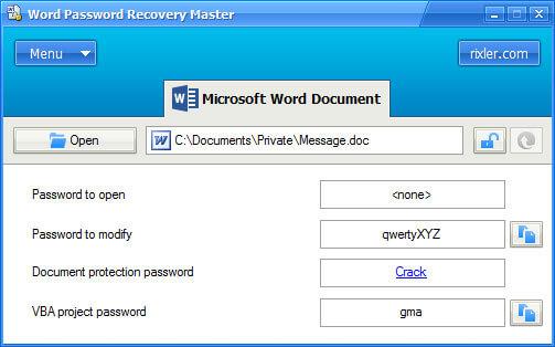 Word Password Recovery Master - Ein Cracker, ein Passwort-Entferner für Word-Dateien