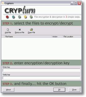 Crypturn 1.0.1.36 - Dateiverschlüsselungssoftware
