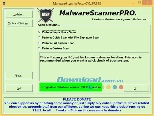 MalwareScannerPRO 7.0 - Kostenlose Software zum Entfernen von Malware