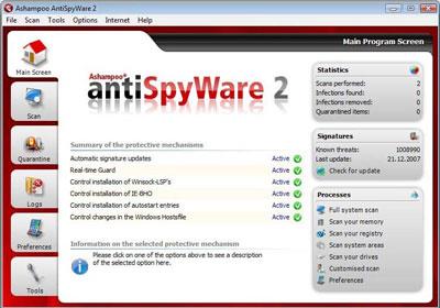 Ashampoo AntiSpyWare 2.10 - Antivirensoftware