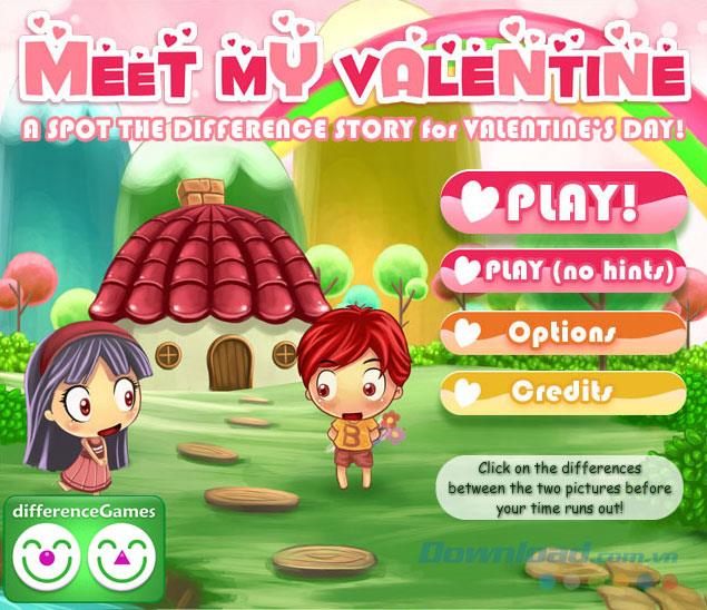 Meet My Valentine - Juego para encontrar diferencias con el tema del Día de San Valentín