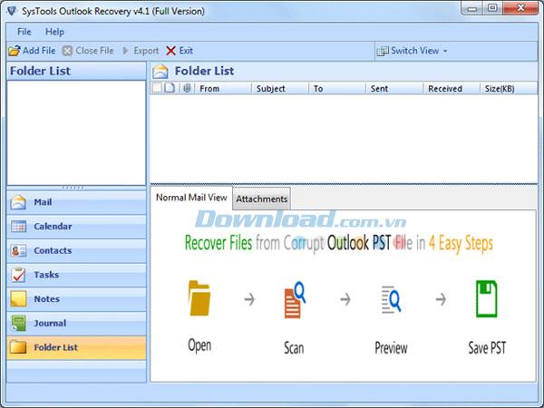 SysTools Outlook Recovery 4.1 - Récupérer des données dans des fichiers Outlook