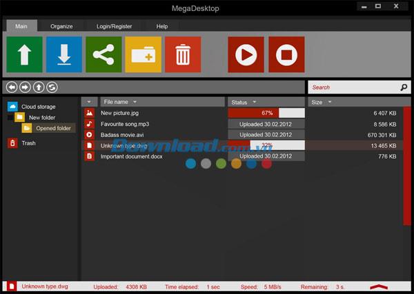 Mega Desktop 0.75 Beta - Dienstprogramm zum Online-Speichern von Daten