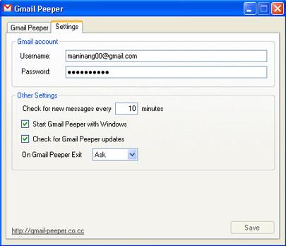 Google Mail Peeper 1.5 - E-Mail-Verwaltungssoftware