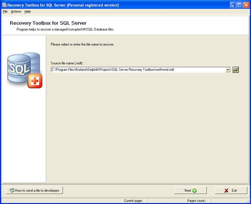 Caixa de ferramentas de recuperação para SQL Server