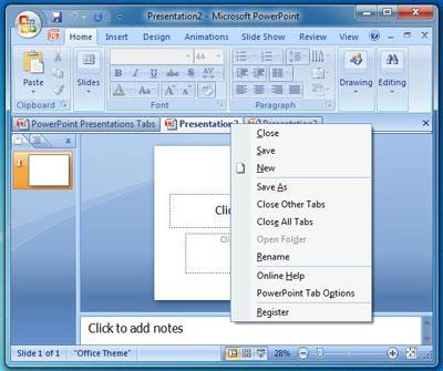 Onglets pour PowerPoint (32 bits)