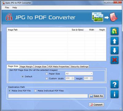 Convertisseur Apex JPG en PDF