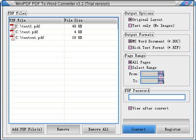 mini convertisseur de PDF en Word