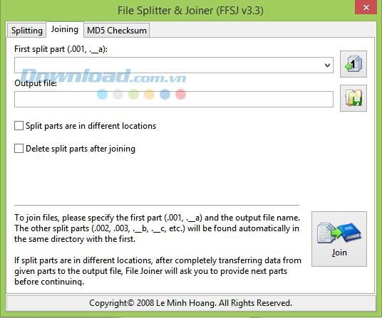 FFSJ: Schnellster File Splitter und Joiner 3.3 - Software zum Teilen und Verbinden kleiner Dateien